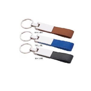 Metal Keychains with Leather Strap